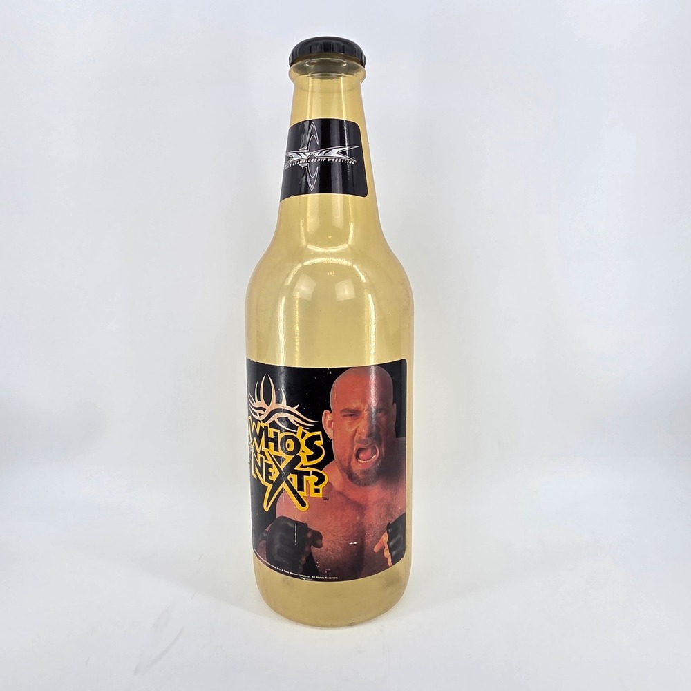 WCW Wrestling Goldberg Giant Beer Bottle Plastic Coin Bank Vintage 1998